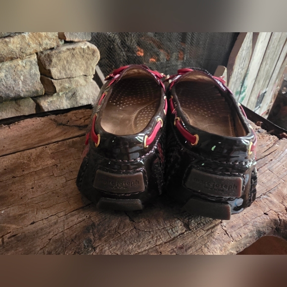 Marc Joseph Black and Red Snakeskin Flats - Picture 3 of 8